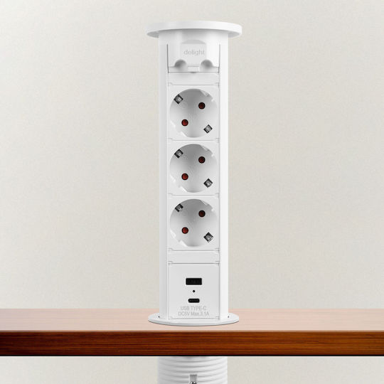 Alista Home Bandă de Alimentare cu 3 Prize cu 2 USB-A Comutator și Cablu 1.5m