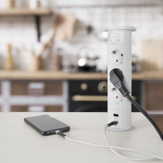 Alista Home Bandă de Alimentare cu 3 Prize cu 2 USB-A Comutator și Cablu 1.5m