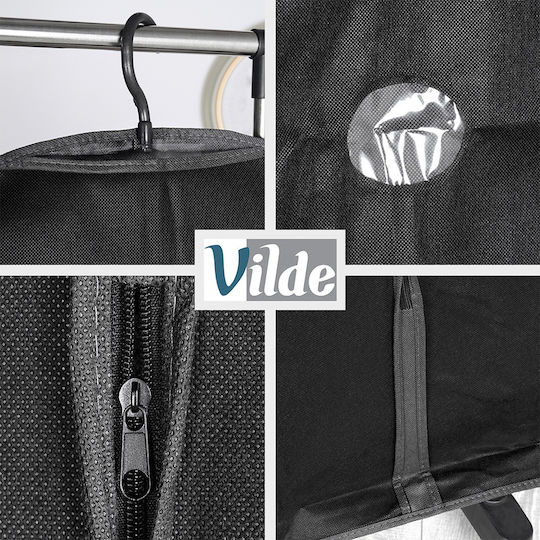 Vilde Υφασμάτινη Κρεμαστή Θήκη Αποθήκευσης για Κουστούμι / Φορέματα σε Μαύρο Χρώμα 60x150cm 12τμχ