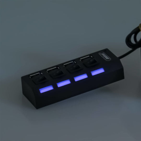 Andowl Хъб 4 Порта USB 2.0 със Свързване USB-A Син