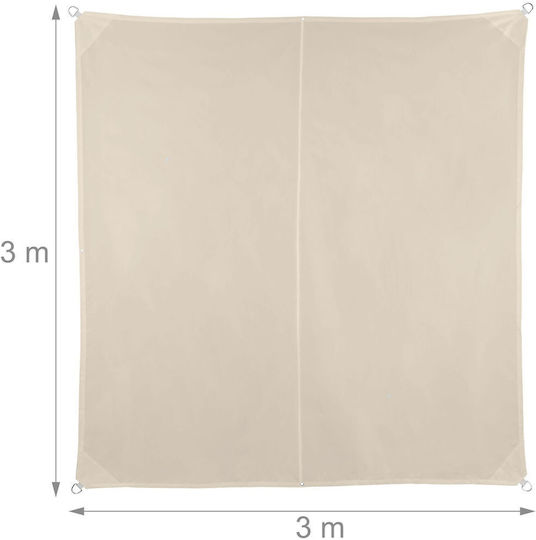 Relaxdays Quadratisches Sonnensegel Beige 3x3m