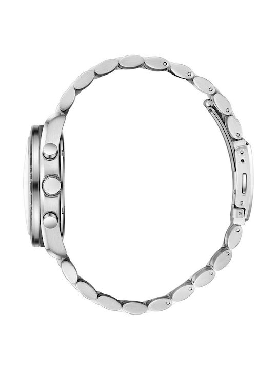 Beverly Hills Polo Club Dual Time Men's Battery Watch with Silver Metal Bracelet