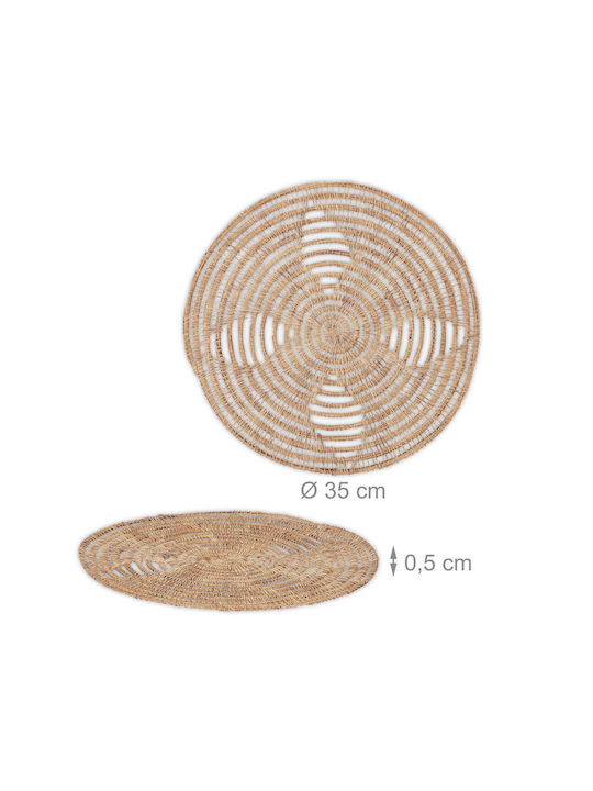 Relaxdays Seturi De Masă Rotundă Maro 35cm