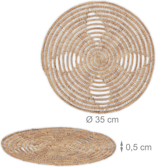 Relaxdays Seturi De Masă Rotundă Maro 35cm
