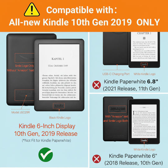 Kindle 2019 Inkora Air Mandelnussbaum Tablet Hülle Klappdeckel