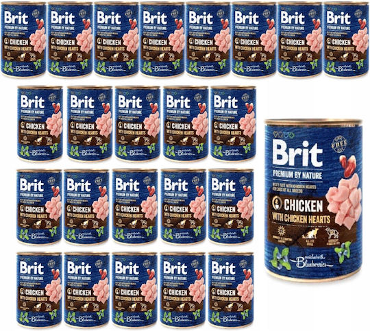 Brit Premium By Nasses Hundefutter mit Huhn, Fleisch, Geflügel und Lachs 24x400gr
