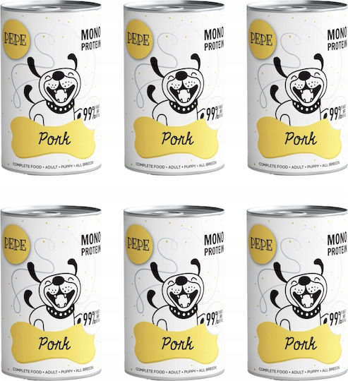 Paka Zwierzaka Nasses Hundefutter Dose Diät mit Schweinefleisch 6x400gr