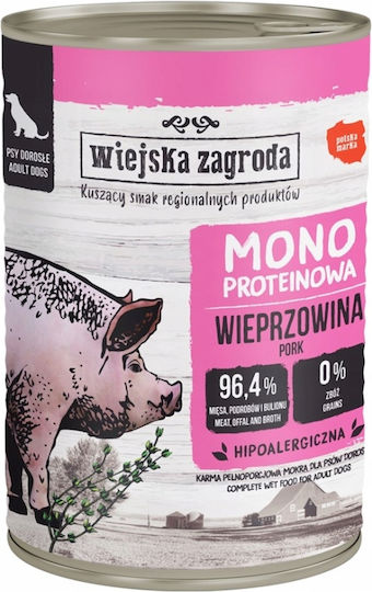Wiejska Zagroda Υγρή Τροφή Σκύλων με Χοιρινό 12x400gr