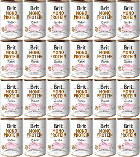 Brit Mono Protein Течна Храна за Кучета в Консерва с Заек и Месо 24x400gr