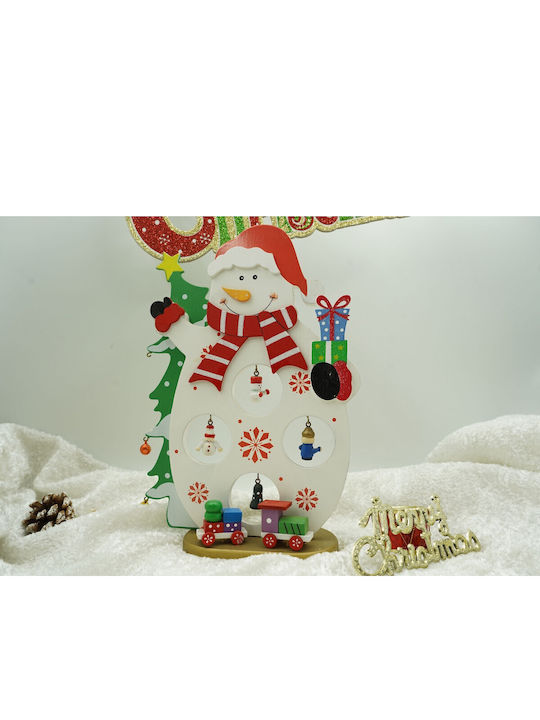 Figurină Decorată De Crăciun Om De Zăpadă Albă Din Lemn 18 Cm X 24.5 Cm Pentru Interior Alista Home