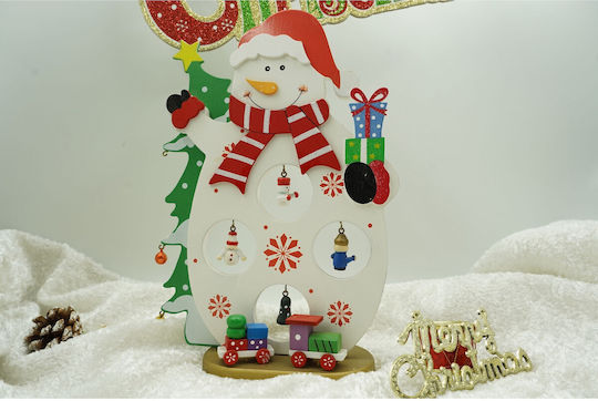 Christmas Decorated Figurine Snowman White Wooden 18 Cm X 24.5 Cm Indoor Alista Home