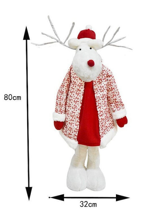 Figurină Decorativă De Crăciun Ren Flippy Picioare Telescopice Înălțime Reglabilă 42 80 Cm Haină Albă Roșie