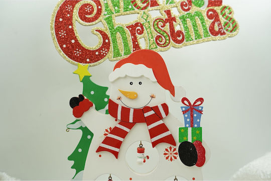 Christmas Decorated Figurine Snowman White Wooden 18 Cm X 24.5 Cm Indoor Alista Home