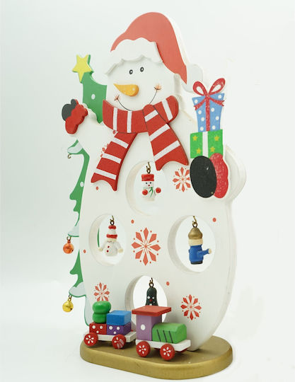 Christmas Decorated Figurine Snowman White Wooden 18 Cm X 24.5 Cm Indoor Alista Home
