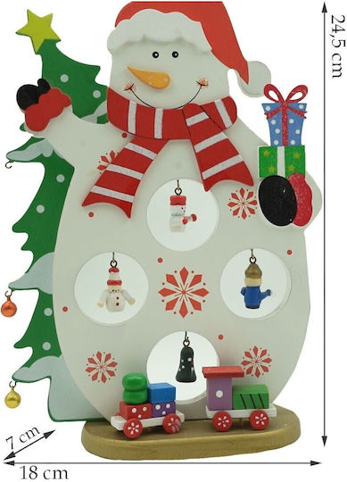 Christmas Decorated Figurine Snowman White Wooden 18 Cm X 24.5 Cm Indoor Alista Home