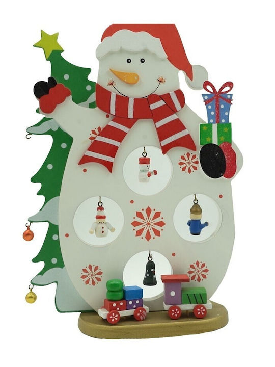 Figurină Decorată De Crăciun Om De Zăpadă Albă Din Lemn 18 Cm X 24.5 Cm Pentru Interior Alista Home
