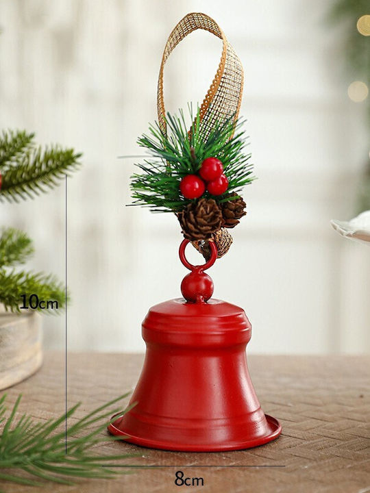 Clopoțel Metalic Flippy Pentru Bradul De Crăciun Ornament De Crăciun Cu Ramură De Pin Roșu 10 X 8 X 8 Cm