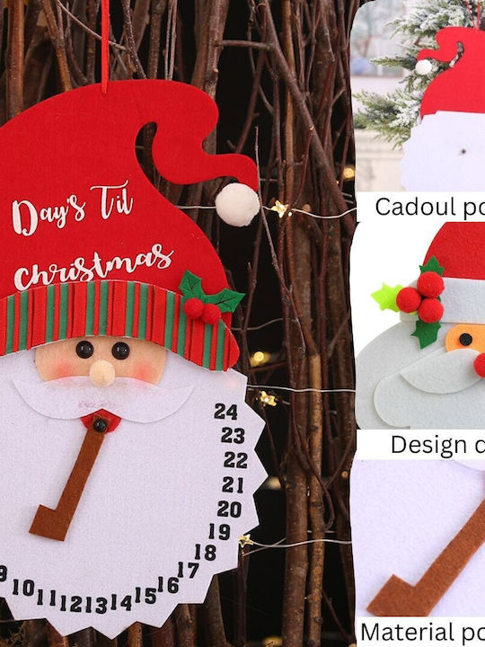 Calendar Advent De Crăciun Flippy Numără Zilele Până La Crăciun Design Moș Crăciun Material Poliester 37 X 22 Cm Roșu