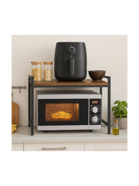 Relaxdays Βάση για Φούρνο Μικροκυμάτων Μεταλλική 44.5x53x35εκ. Καφέ