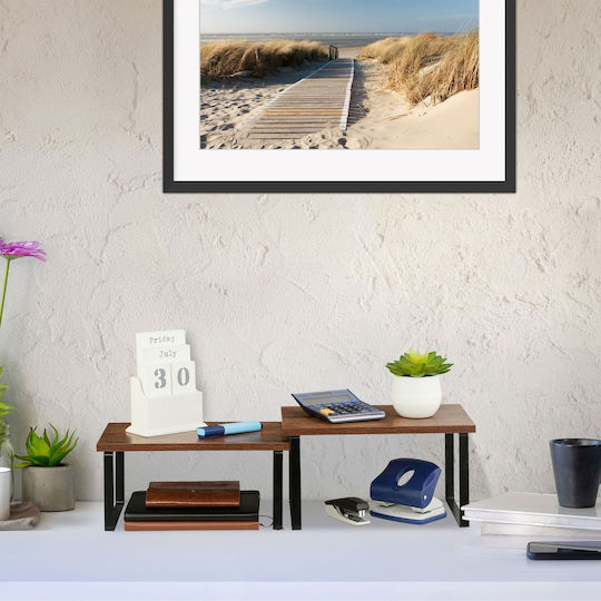 Relaxdays Tischspiel Holz Basis 30x19,5x16,5cm 2Stücke Braun