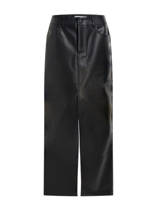 Δερμάτινη Pencil Maxi Φούστα Black