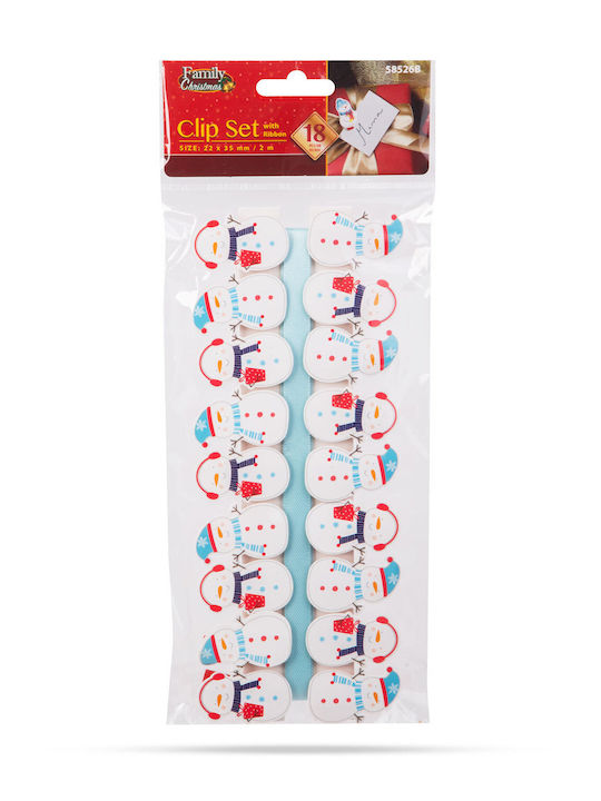Figurine De Crăciun Om De Zăpadă Clipse Panglică 22 X 35 Mm Set 18 Bucăți + Panglică 2 M