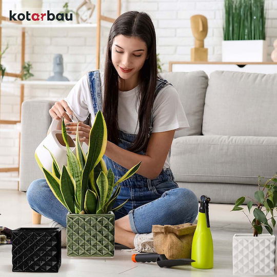 Kotarbau Vază Pentru Plante Ceramică Neagră 14x14cm