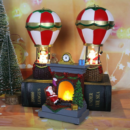 Decorațiune De Crăciun Balon Cu Aer Cald Tip Om De Zăpadă Flippy Balon Rășină Model Om De Zăpadă Cu Iluminare Led 17 X 5 X 5 Cm Gri Roșu