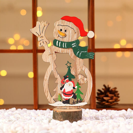 Decorațiune De Crăciun Flippy Din Lemn 11 X 20 Cm Model Om De Zăpadă Pălărie Roșie Multicoloră