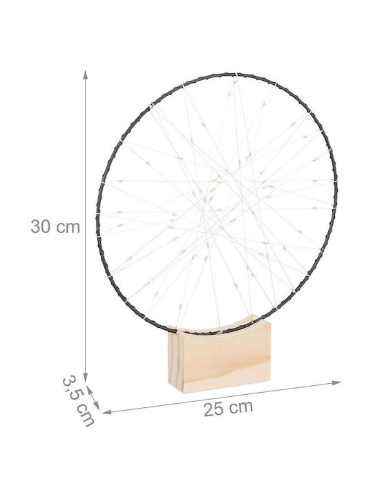 Relaxdays Decorative Ring Led Light 25cm Light Brown Black Silver 30x3.5x25 Cm