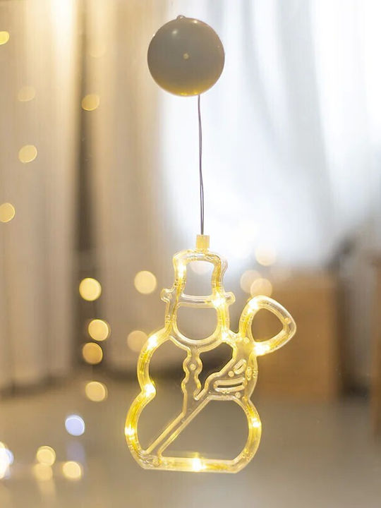 Illuminated Christmas Decoration In Shape A Snowman 19x18 Cm Suction Cup Warm White Flippy