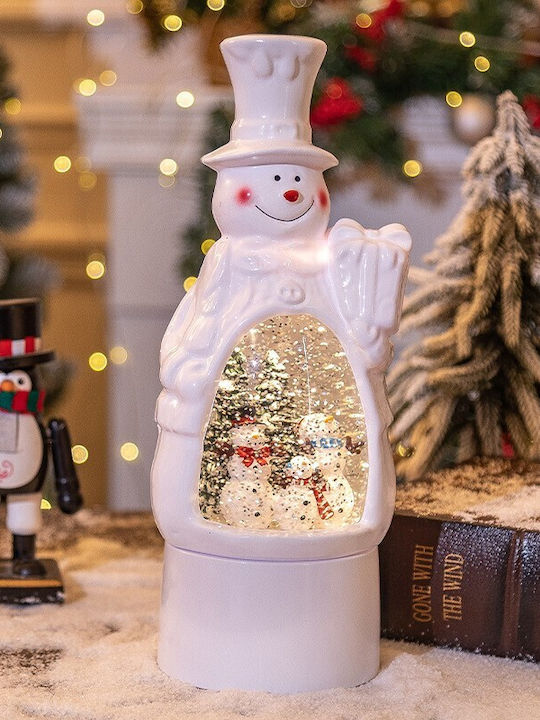 Decorațiune De Crăciun Om De Zăpadă Flippy Model Glob Felinar Iluminare Led Efect De Zăpadă 27 X 12 X 11,5 Cm Alb