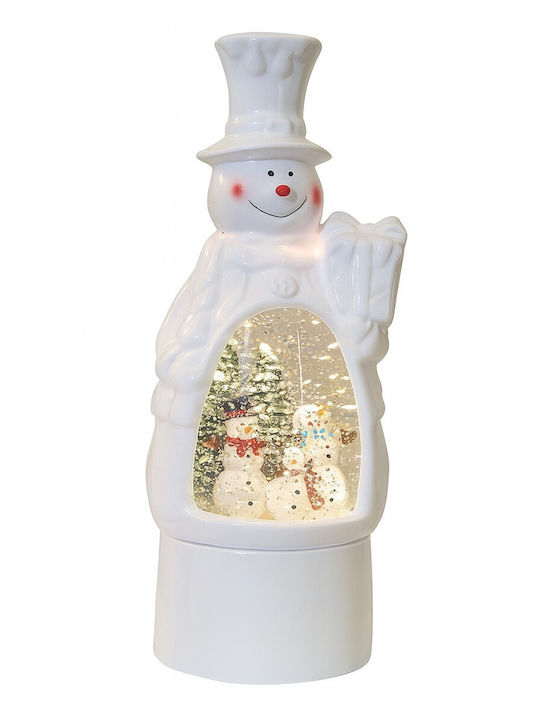 Decorațiune De Crăciun Om De Zăpadă Flippy Model Glob Felinar Iluminare Led Efect De Zăpadă 27 X 12 X 11,5 Cm Alb