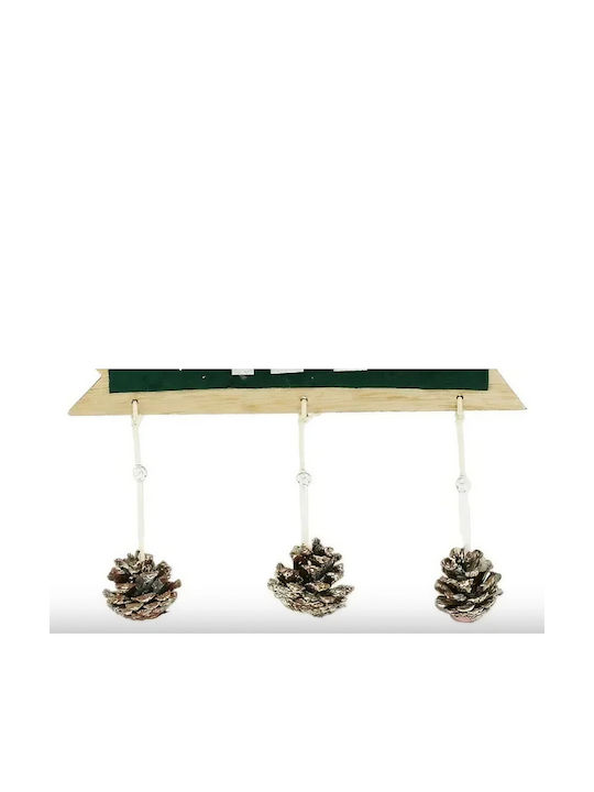 Decorațiune Din Lemn De Crăciun Model Flippy Litere De Crăciun Conuri Suspendate Inima 25x9 Cm Copac Ușă Verde Argintiu
