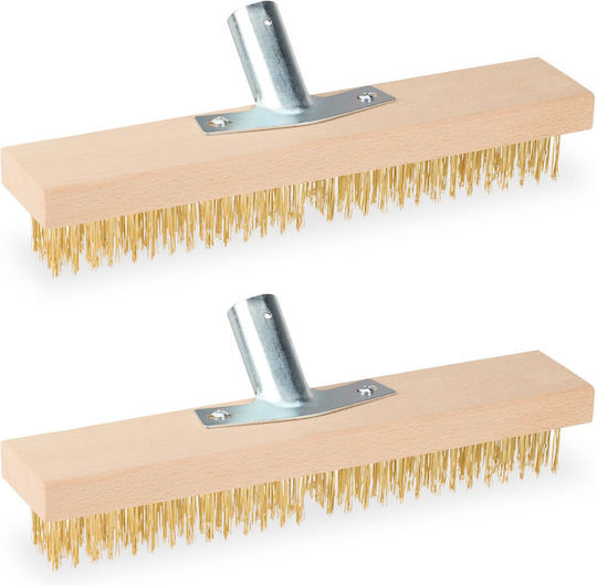Set 2 Mături Cu Perii Din Oțel Relaxdays 10.5x30x6 Cm Natural Aurii Argintii