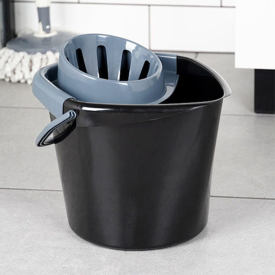 Vilde Kunststoff Schwarzer Mopp Eimer mit Wringfunktion 14 L