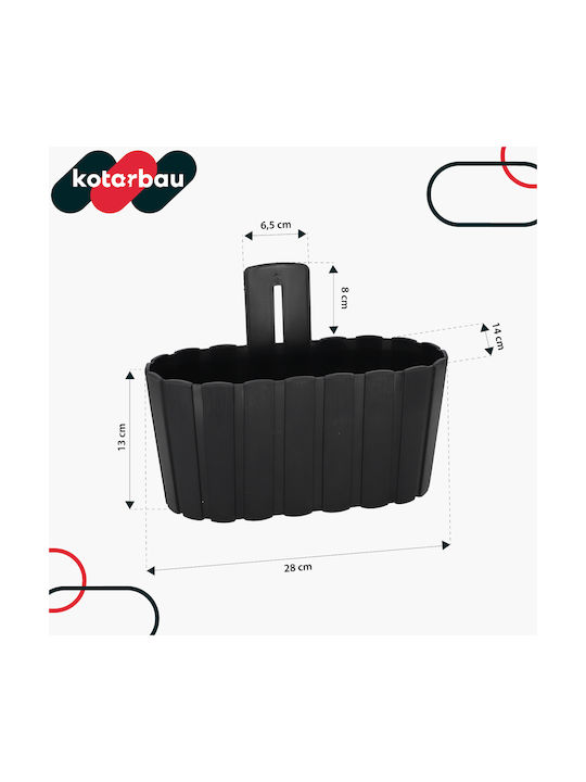 Wall Hanging Flower Pot Wall Rustic Balcony Anthracite 28cm 6 Pcs