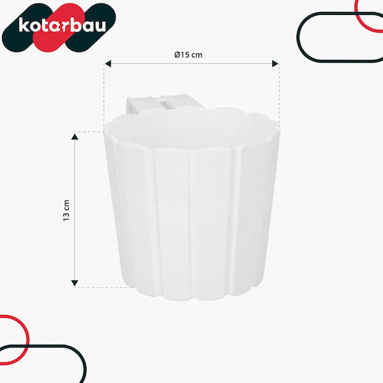 Kotarbau Balcony Flower Pot Railing Hanging Handle Single Rustic White 150 Mm