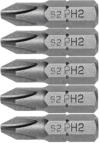 Set 5 Biți Pentru Șurubelniță Ph2 25 Mm Oțel Durabil Înșurubare Precisă