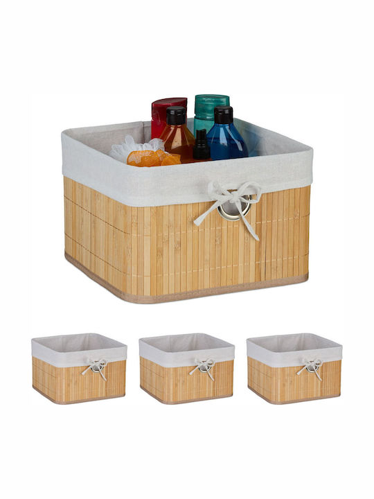 Relaxdays Καλάθι Αποθήκευσης Bamboo Μπεζ 20x31x31cm