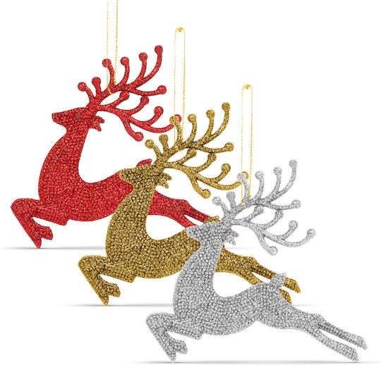 Glitzerndes Rentier Weihnachtsbaumdekorationen 12 Cm Set 4 Stück 3 Farben