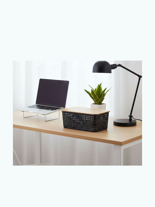 Relaxdays Coș De Depozitare Din Bambus Cu Capac Maro 10.5x18x25.5cm