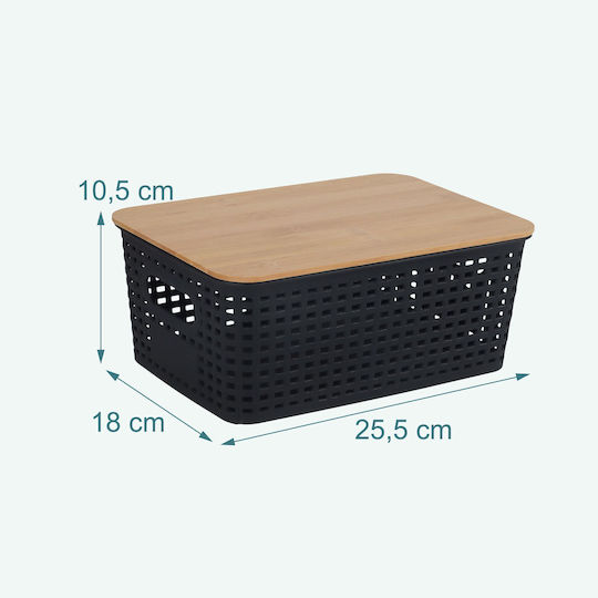 Relaxdays Καλάθι Αποθήκευσης Bamboo με Καπάκι Πολύχρωμο 10.5x25.5x18cm