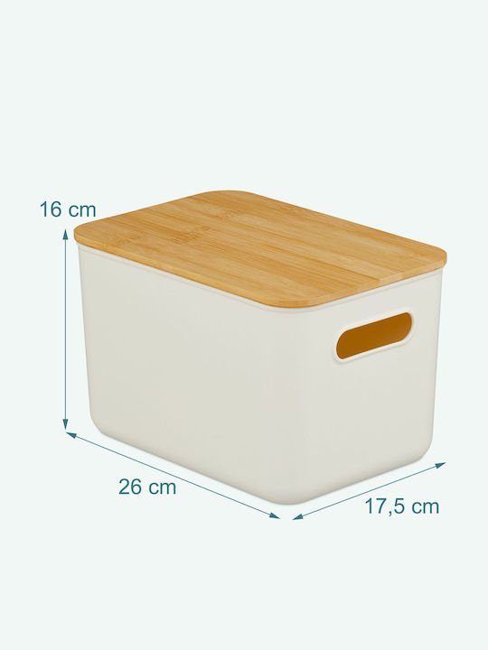 Relaxdays Coș De Depozitare Din Bambus Cu Capac Alb 16x17.5x26cm