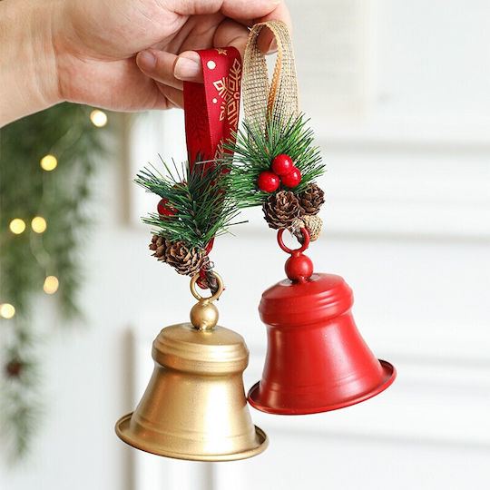 Clopoțel Metalic Flippy Pentru Bradul De Crăciun Decorativ Fundă Ramură De Pin Decorațiune De Crăciun 10 X 8 X 8 Cm Auriu