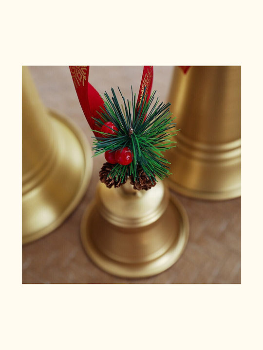 Clopoțel Metalic Flippy Pentru Bradul De Crăciun Decorativ Fundă Ramură De Pin Decorațiune De Crăciun 10 X 8 X 8 Cm Auriu