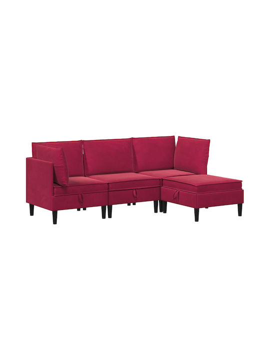 Ecksofa Samt mit Stauraum Rot 210x140x82cm