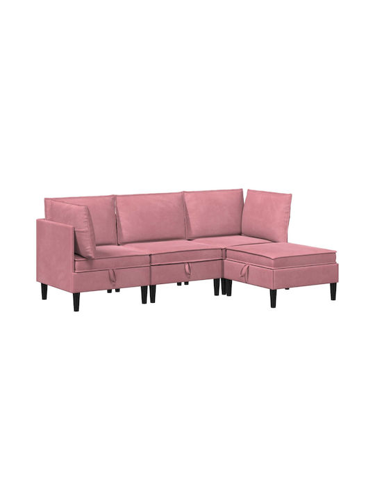 Ecksofa Samt mit Stauraum Rosa 210x140x82cm