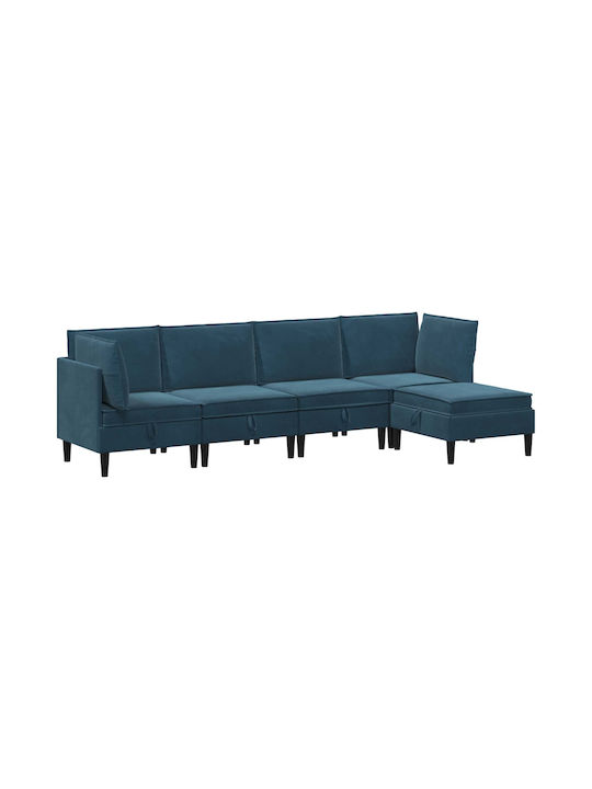Ecksofa Samt mit Stauraum Blau 280x140x82cm