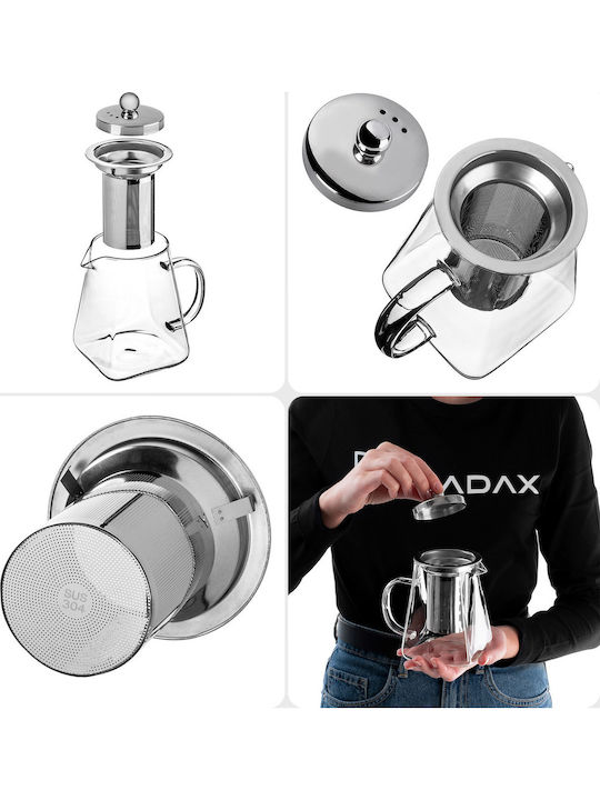 Kadax Ceainic cu Filtru din Sticlă Transparentă 650ml